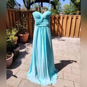 Teal chiffon strapless dress
